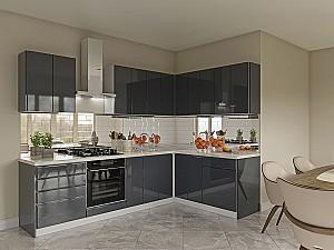 Set mobila bucatarie Confort-NV Royal Gloss 2.6x1.7 m Graphite Grey