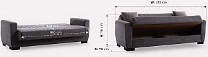 Canapea Fabulous Poem 3 locuri 50-002 Gri inchis