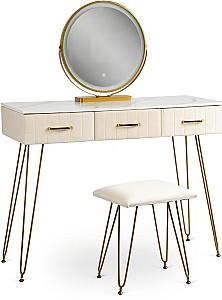 Masa de machiaj Mebel Elite Sandy Crem/Auriu