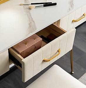 Masa de machiaj Mebel Elite Sandy Crem/Auriu