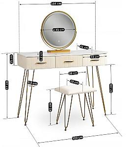 Masa de machiaj Mebel Elite Sandy Crem/Auriu