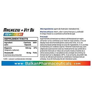 Vitamine Balkan Pharmaceuticals MAGNEZIUM + VITAMIN B6 30tablete
