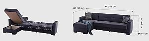 Canapea coltar Fabulous Porto 58-002 Dark Gray