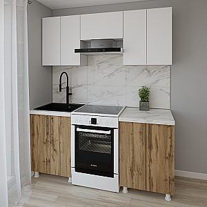 Set mobila bucatarie Smartex K1 180 cm Alb / Stejar Închis
