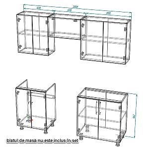 Set mobila bucatarie Smartex K1 200 cm Alb / Grafit