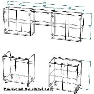 Set mobila bucatarie Smartex K1 220 cm Alb