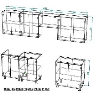 Set mobila bucatarie Smartex K1 260 cm Alb / Stejar Deschis