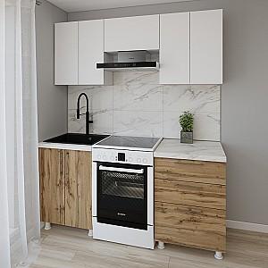 Set mobila bucatarie Smartex K2 180 cm Alb / Stejar Închis
