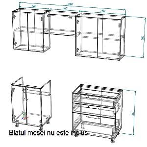 Set mobila bucatarie Smartex K2 200 cm Stejar Deschis
