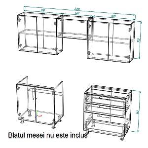 Set mobila bucatarie Smartex K2 220 cm Alb