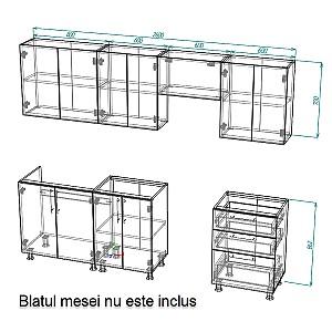 Set mobila bucatarie Smartex K2 260 cm Alb