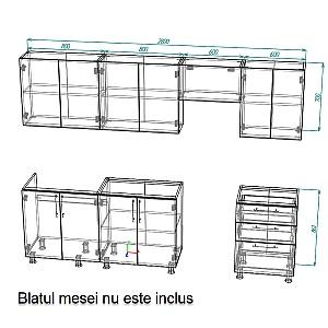 Set mobila bucatarie Smartex K2 280 cm Alb