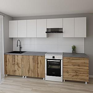 Set mobila bucatarie Smartex K2 300 cm Alb / Stejar Închis