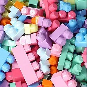 Constructor Play Toys Galeata cu blocuri pastel Play Blox 133 piese (3158)