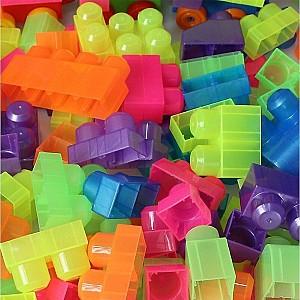 Constructor Play Toys Galeata cu blocuri neon Play Blox 107 piese (3110)