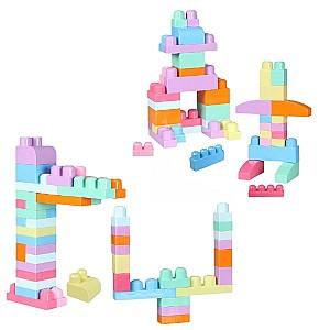 Constructor Play Toys Galeata cu blocuri pastel Play Blox 107 piese