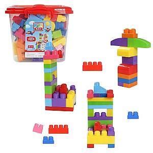 Constructor Play Toys Galeata cu blocuri stralucitoare Play Blox 107 piese