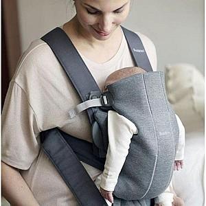 Marsupiu pentru bebelusi BabyBjorn Mini Dark Grey 3D Jersey