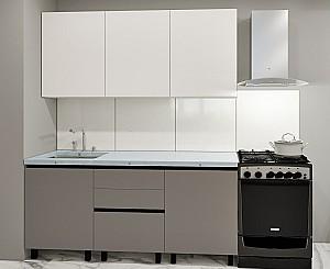 Set mobila bucatarie PS Gola-0 (Trendy Panel) 1.8 m White(Alb)/New Grey(Gri-Maroniu)