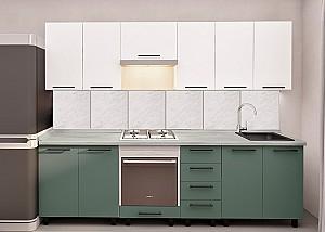 Set mobila bucatarie PS Iulia (Trendy Panel) 2.6 m White(Alb)/Relax Green(Verde)