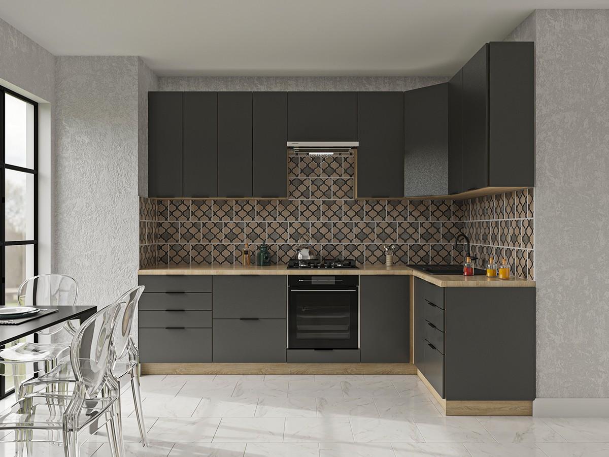 Set mobila bucatarie Confort-NV Craft 2.8x1.4 m Graphite Grey