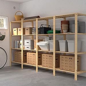Etajera IKEA Hejne 4 sectiuni/rafturi 307x50x171 Natur
