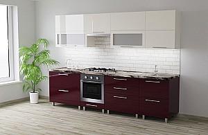Set mobila bucatarie PS Garis (High Gloss) 2.8 m Bianco/Bordo