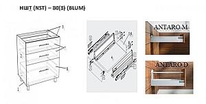 Set mobila bucatarie PS Blum 2 m (MDF lucioasa) Alb / Bordo
