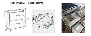 Set mobila bucatarie PS Blum 2 m (MDF lucioasa) Alb / Bordo