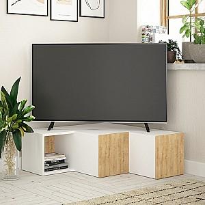 Tumba pentru televizor Trendy Compact Alb/Stejar (Bej)