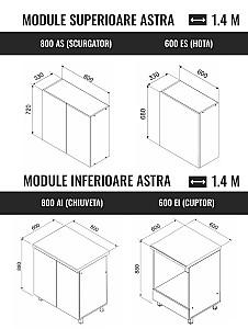 Set mobila bucatarie Ambianta Astra 1.4 m Alb
