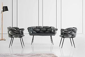Set canapea si fotolii Trendy Balon 2129 Gri/Negru