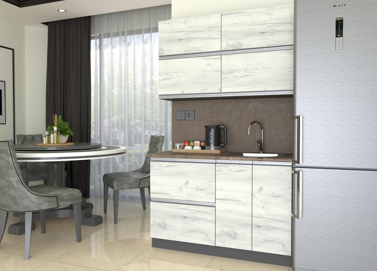Set mobila bucatarie Yasen Madera 1.2 m (dulap sub chiuvetă) Stejar Kraft Alb