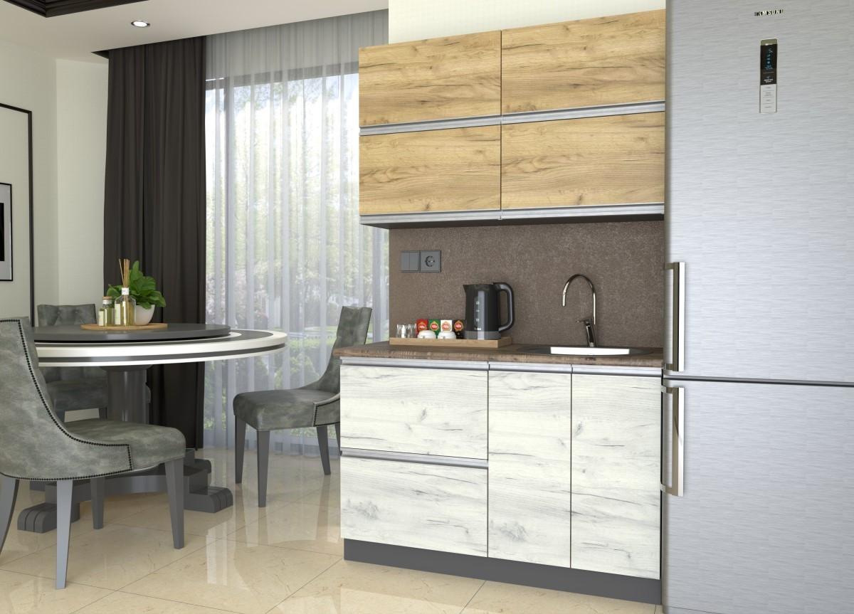 Set mobila bucatarie Yasen Madera 1.2 m (dulap sub chiuvetă) Stejar Kraft Auriu / Stejar Kraft Alb
