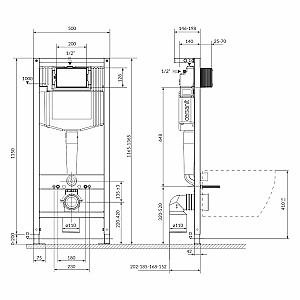 Instalatie wc incastrat cu cadru Cersanit System 50 Pneu (118338)