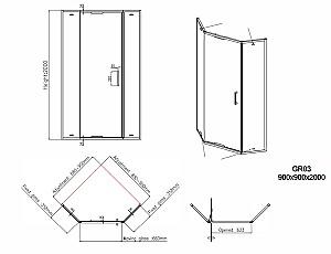 Cabina de dus VLM GR03 90x90x200 BRUSHED MATTE NICKLED