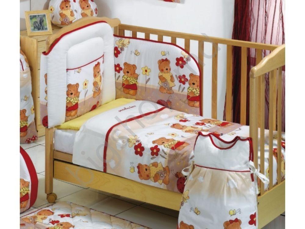 Lenjerie de pat Italbaby Gardening Bears (alb)