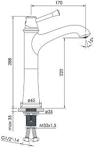 Baterie pentru lavoar IMPRESE Podzima Zrala ZMK021708011