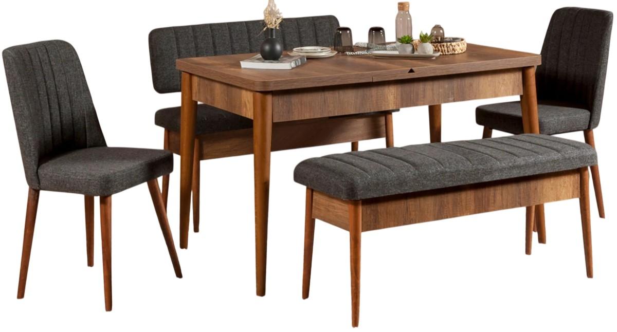 Set de masa si scaune Trendy Vina Nuc (Maro)/Antracit (Gri)