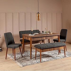 Set de masa si scaune Trendy Vina Nuc (Maro)/Antracit (Gri)