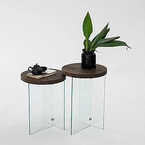 Masuta de cafea, reviste Trendy Serenity 2 Transparent/Nuc (Maro)