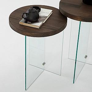 Masuta de cafea, reviste Trendy Serenity 2 Transparent/Nuc (Maro)