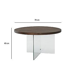 Masuta de cafea, reviste Trendy Serenity Transparent/Nuc (Maro)