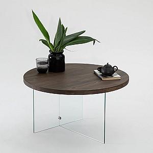 Masuta de cafea, reviste Trendy Serenity Transparent/Nuc (Maro)