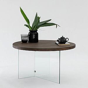 Masuta de cafea, reviste Trendy Serenity Transparent/Nuc (Maro)