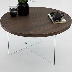 Masuta de cafea, reviste Trendy Serenity Transparent/Nuc (Maro)