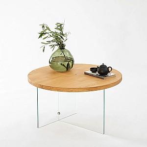 Masuta de cafea, reviste Trendy Serenity Transparent/Stejar (Bej)