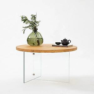 Masuta de cafea, reviste Trendy Serenity Transparent/Stejar (Bej)