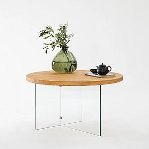 Masuta de cafea, reviste Trendy Serenity Transparent/Stejar (Bej)