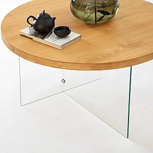 Masuta de cafea, reviste Trendy Serenity Transparent/Stejar (Bej)